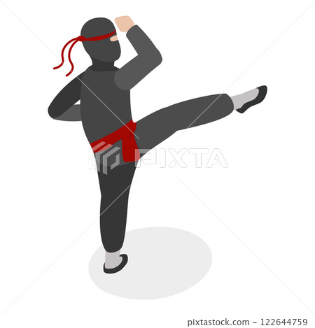 3D Isometric Flat  Set of Ninja Warriors. Item 3 122644759