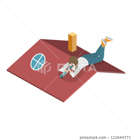 3D Isometric Flat  Set of Spying People. Item 3 122644771