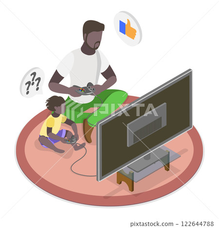 3D Isometric Flat  Set of Video Game Scenes. Item 2 122644788
