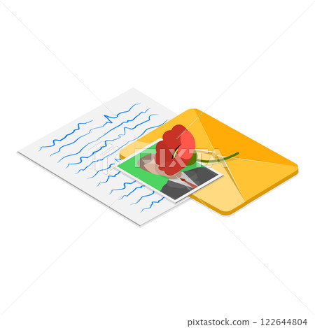 3D Isometric Flat  Set of Mail Paper Letters. Item 1 122644804