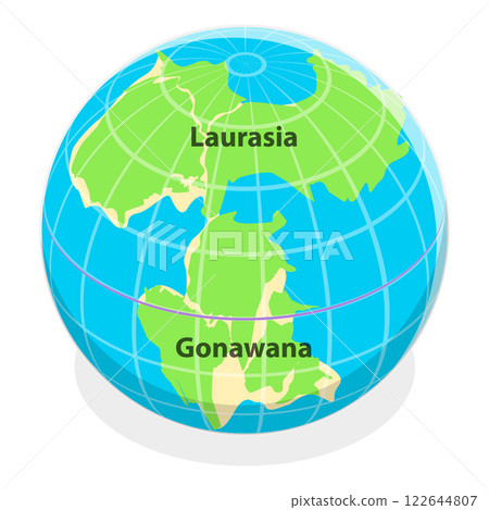 3D Isometric Flat Illustration of Paleozoic And Mesozoic Eras. Item 3 3D Isometric Flat Illustration of Paleozoic And Mesozoic Eras. Item 3 122644807