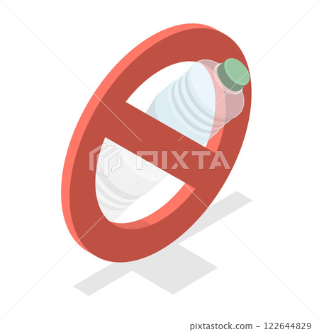 3D Isometric Flat Illustration of Stop Plastic Polution. Item 2 3D Isometric Flat Illustration of Stop Plastic Polution. Item 2 122644829