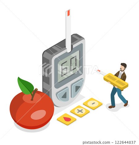 3D Isometric Flat Illustration of Blood Sugar Test. Item 2 3D Isometric Flat Illustration of Blood Sugar Test. Item 2 122644837