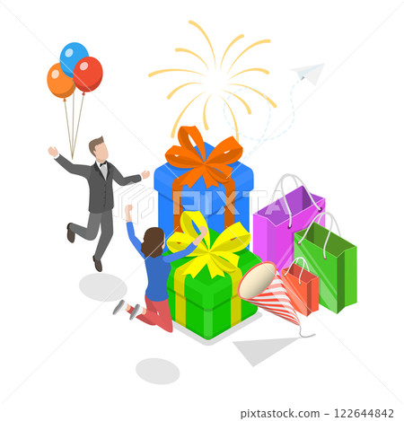3D Isometric Flat Illustration of Celebrating Party. Item 3 3D Isometric Flat Illustration of Celebrating Party. Item 3 122644842