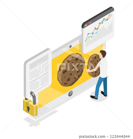 3D Isometric Flat Illustration of Web Cookie. Item 2 3D Isometric Flat Illustration of Web Cookie. Item 2 122644844
