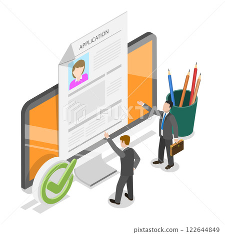 3D Isometric Flat  Illustration of Hiring Process Set. Item 1 122644849