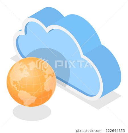 3D Isometric Flat  Icon Set. Cloud Technologies. Item 13 122644853