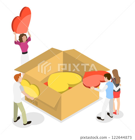 3D Isometric Flat  Illustration of Charity Services. Item 3 122644873