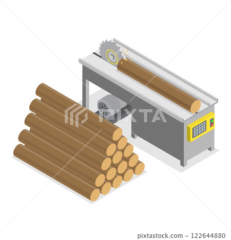 3D Isometric Flat  Illustration of Sawmill. Item 1 122644880