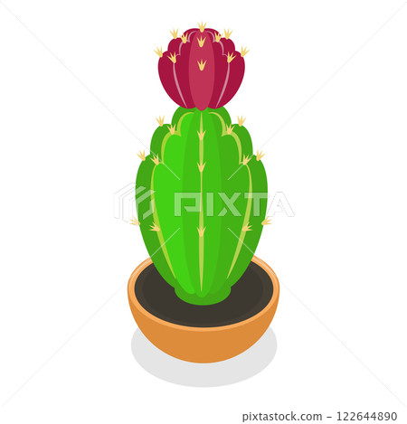 3D Isometric Flat  Set of Cactuses. Item 3 122644890