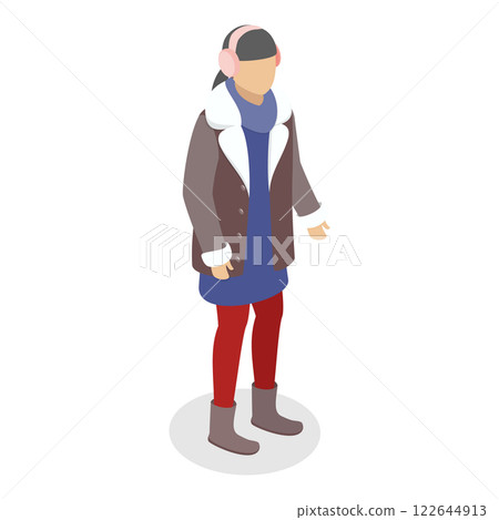 3D Isometric Flat  Set of Fashionable People in Trendy Clothes. Item 1 122644913