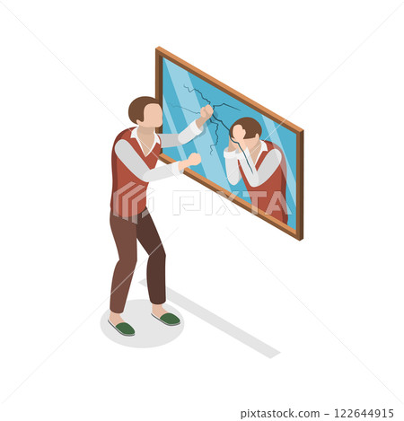 3D Isometric Flat  Illustration of Inner Conflict. Item 4 122644915