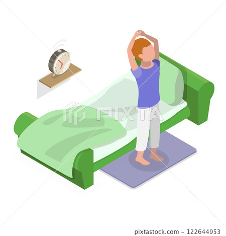 3D Isometric Flat  Illustration of Schoolchild Daily Routine. Item 9 122644953