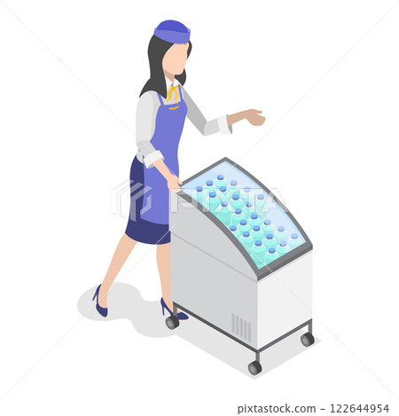 3D Isometric Flat  Set of Airport Staff. Item 4 122644954