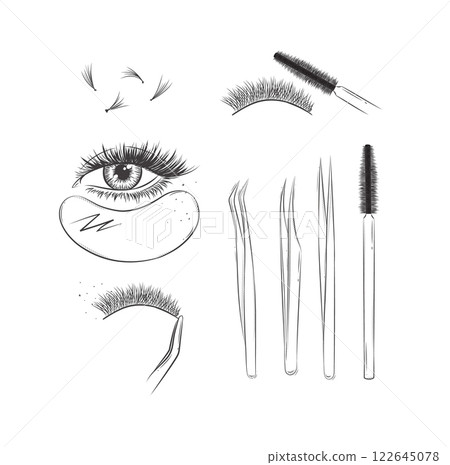 Lashes treatment tools collection white 122645078