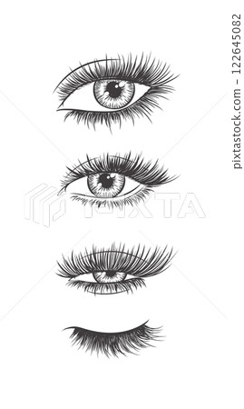 Eyes and eyelash collection white 122645082