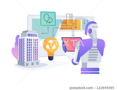 AI-Optimized Urban Planning abstract concept vector illustration. AI-Optimized Urban Planning abstract concept vector illustration. 122645095