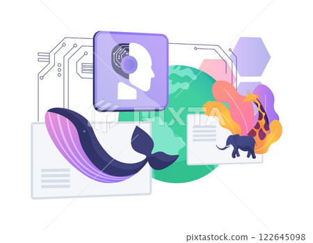 AI-Driven Biodiversity Monitoring abstract concept vector illustration. AI-Driven Biodiversity Monitoring abstract concept vector illustration. 122645098
