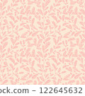 Seamless vector line leaf and twig pattern on green background. Hand drawn floral botanical wallpaper. Vector illustration. 122645632
