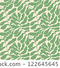 Abstract seamless pattern with leaves palm in Matisse style. Vector hand drawn print with scandinavian cut out elements. Vector endless illustration for paper, cover, fabric, interior decor. 122645645