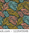 Seamless vector pattern palm dypsis leaves. Summer palm leaves tropical fabric design. Dypsis lutescens seamless pattern. Vector endless illustration. 122645646