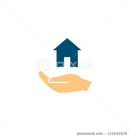 Hand Holding House Icon Home Care and Real Estate Support Hand Holding House Icon Home Care and Real Estate Support 122645929