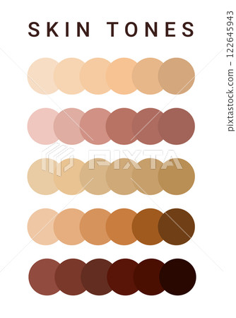 Skin tone color scale chart. Brown palette vector human skin infographic banner icon 122645943