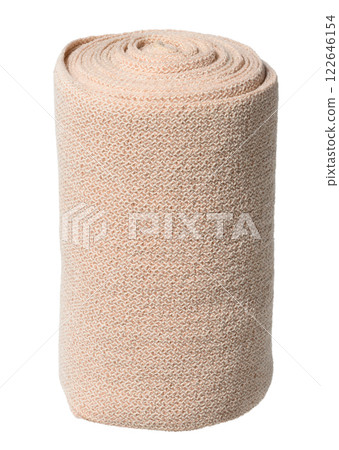 Roll of textile medical elastic bandage for limbs, close up Roll of textile medical elastic bandage for limbs, close up 122646154