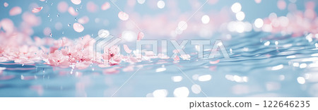 櫻花花瓣漂浮在水面上的絕美景象 122646235