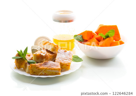 Homemade Cottage Cheese Casserole with Pumpkin Homemade Cottage Cheese Casserole with Pumpkin 122646284