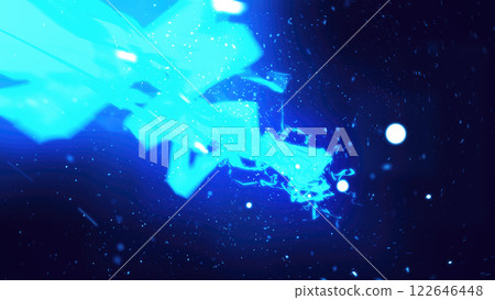 Intense blue electric lightning energy beam in dark space, symbolizing powerful energy, futuristic technology, and movement background 122646448