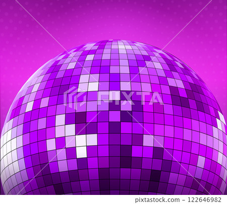 Disco dance party background poster. Vector party template design. Light disco ball music 122646982