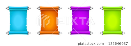 Old ancient colorful scroll paper with place for text. Old document illustration 122646987