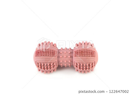 Dog toy in the form of a dumbbell on an isolated background 122647002