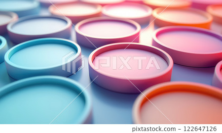 Smooth circular patterns in pastel hues create abstract business background, evoking harmony and balance 122647126