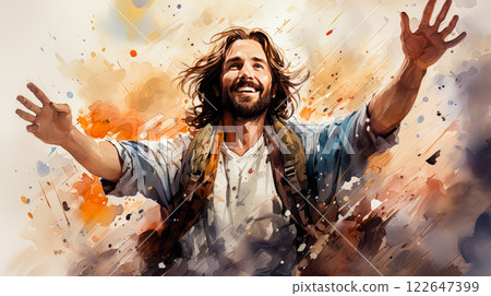 Portrait of Jesus in bright watercolors Portrait of Jesus in bright watercolors 122647399