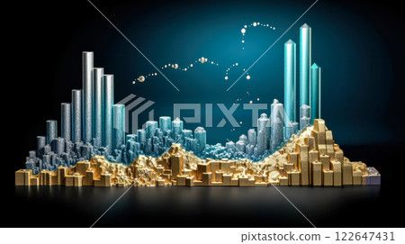 Gold bar with financial investment graph Gold bar with financial investment graph 122647431
