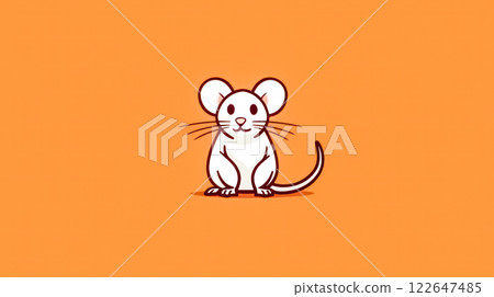 A cartoon mouse is standing on a yellow background. A cartoon mouse is standing on a yellow background. 122647485