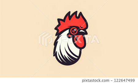 A cartoon chicken with a red beak and red eyes 122647499