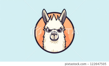 A cartoon of a white llama with a big, angry expression A cartoon of a white llama with a big, angry expression 122647505