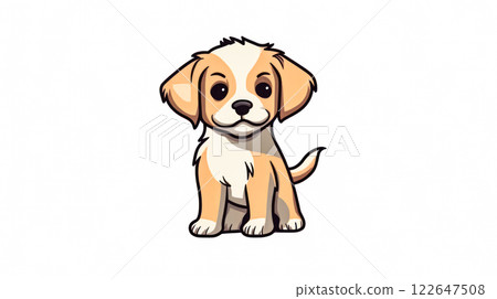 A cartoon dog is sitting on a white background. 122647508