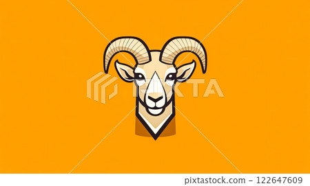 A ram with horns is the main focus of the image. A ram with horns is the main focus of the image. 122647609