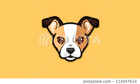 A cartoon dog with a yellow background A cartoon dog with a yellow background 122647618