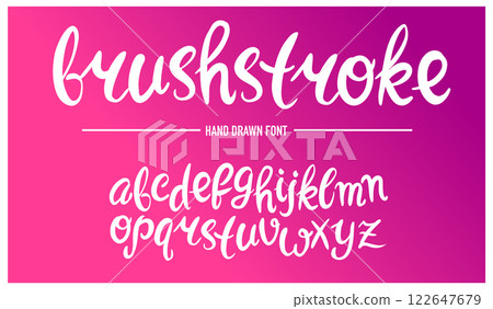 Calligraphic typeface or font hand drawn made with brush pen. Soft lettering original engraved 122647679