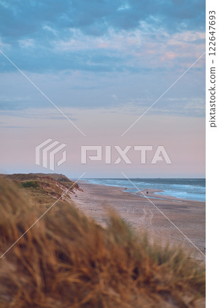 wide sand beach at the danish north sea coast wide sand beach at the danish north sea coast 122647693
