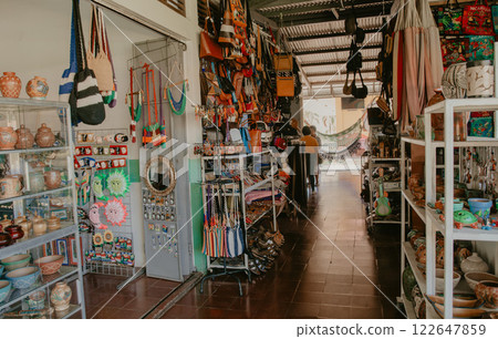 Colorful souvenir craft market in Masaya Nicaragua. Masaya crafts and culture market 122647859