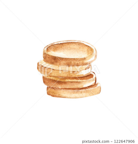 Golden coins Heap, Money stack pile. Hand drawn watercolor US dollar currency illustration isolated on a white background. Symbol of wealth and riches. Business and finance concept design element. 122647906