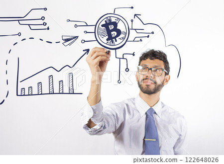 Business man drawing finance, Executive hand drawing finance concepts, Man hand drawing finance, Finance strategies concept Business man drawing finance, Executive hand drawing finance concepts, Man hand drawing finance, Finance strategies concept 122648026