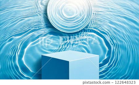 Blue ripples on the water surface. Abstract background material with natural and transparent light and waves. 122648323
