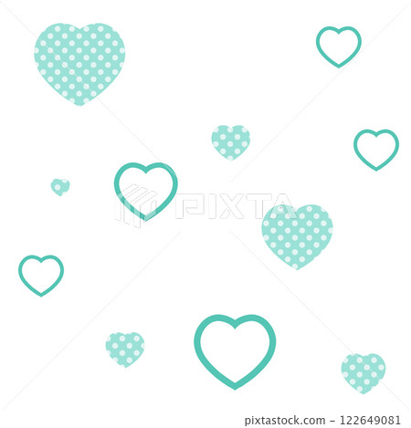 可愛的淺藍色圓點心形圖案 可愛的淺藍色圓點心形圖案 122649081